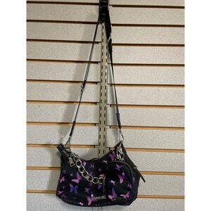 Madden NYC Black Butterfly Print Chain Crossbody Bag Y2K Shoulder Purse